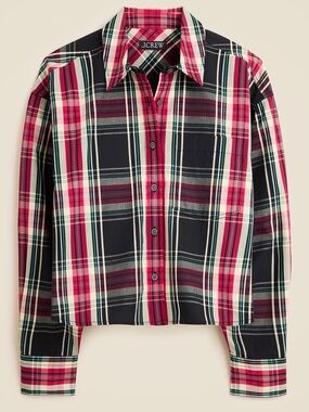 NWT J Crew Étienne cropped shirt in Stewart tartan cotton poplin